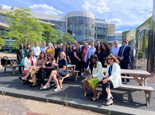 Discovery Spark Cohort 2024 with judges outside Discovery Park