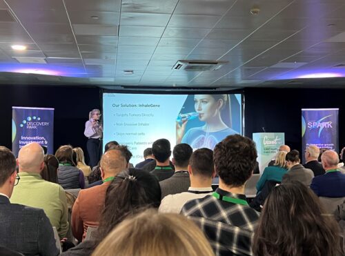 Startup showcase with investor pitching